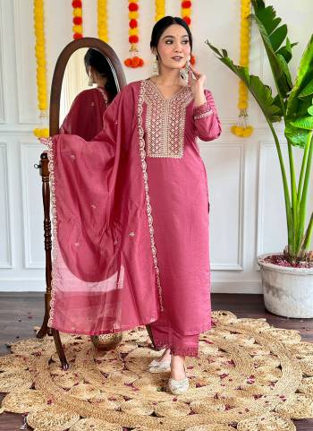 Attrective These Suit in Fine Colored Pair With Bottom And Dupatta.These Top And Bottom Are Fabricated On Viscose Chanderi Pair With Nylon Chanderi Dupatta.Its Beautified With Designer Embroidery Work .