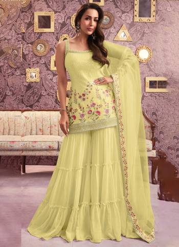 Garb These Designer Suit in Fine Colored Pair With Bottom And Dupatta.These Top Are Georgette And Dupatta Are Fabricated On Net Pair With Georgette Bottom.Its Beautified With Santoon Inner.Its Beautified With Heavy Designer Embroidery Work.