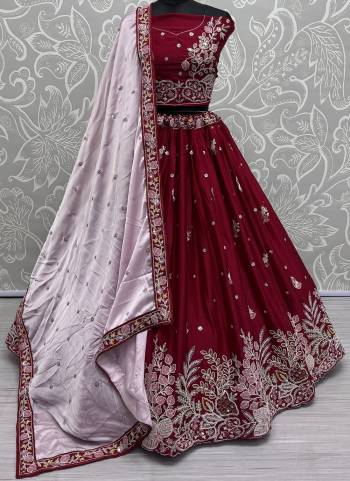 For A Fancy Designer Look,Grab These Lehenga Choli With Dupatta in Fine Colored.These Lehenga And Choli Are Silk And Dupatta Are Fabricated On Chinon Pair.Its Beautified With Designer Double Sequance,Thread Embroidery Work.