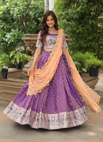 For A Designer Look,Grab These Lehenga Choli in Fine Colored.These Lehenga And Blouse Are Fabricated On Cosmos Jacquard Pair With Russion Silk Dupatta.Its Beautified With Wevon Meenakari Designer,Embroidery Work.