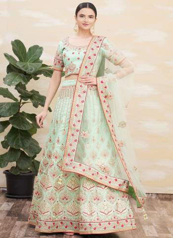 A Designer Look,Grab These  Lehenga Choli in Fine Colored.These Lehenga And Blouse Are Silk And Dupatta Are Fabricated On Net.Its Beautified With Designer Embroidery Work.