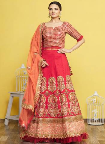 A Designer Look,Grab These  Lehenga Choli in Fine Colored.These Lehenga And Blouse Are Silk And Dupatta Are Fabricated On Net.Its Beautified With Designer Embroidery Work.