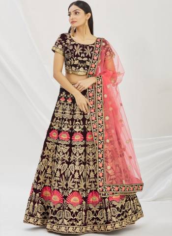 A Designer Look,Grab These  Lehenga Choli in Fine Colored.These Lehenga And Blouse Are Velvet And Dupatta Are Fabricated On Net.Its Beautified With Designer Embroidery Work.