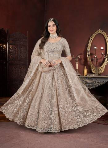 Attrective Looking These Beautiful Looking Readymade Gown With Dupatta.These Gown And Dupatta is Fabricated On Net.Its Beautified With Designer Embroidery With Zarkan Work.