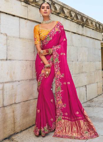 Looking These Traditional Party Wear Saree With Blouse in Fine Colored.These Saree Are Satin Gajji With Blouse Fabricated On Banarasi.Its Beautified Heavy Designer Hand Work.