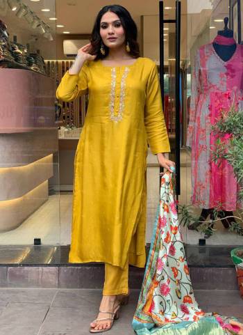 Attrective These Suit in Fine Colored Pair With Bottom And Dupatta.These Top And Bottom Are Fabricated On Viscose Chanderi Pair With Lagdi Satin Dupatta.Its Beautified With Designer Embroidery Work .