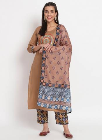 Garb These Beautiful Looking Readymade Suits.These Top Are Magic Cotton And Bottom Are Magic Cotton And Dupatta Are Muslin Fabricated.Its Beautified With Embroidery Work With Printed.