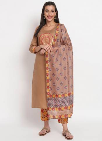 Garb These Beautiful Looking Readymade Suits.These Top Are Magic Cotton And Bottom Are Magic Cotton And Dupatta Are Muslin Fabricated.Its Beautified With Embroidery Work With Printed.