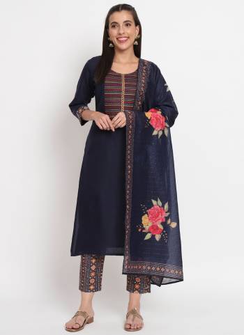 Garb These Beautiful Looking Readymade Suits.These Top Are Magic Cotton And Bottom Are Magic Cotton And Dupatta Are Muslin Fabricated.Its Beautified With Embroidery Work With Printed.