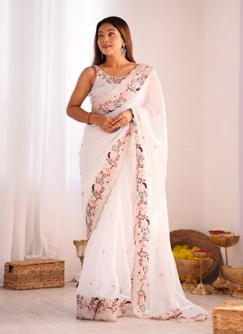 Attrective These Party Wear Saree in Fine Colored.These Saree Are Jimmy Choo And Blouse is Jimmy Choo Fabricated.Its Beautified With Designer Heavy Thread,Sequance Embroidery Work.