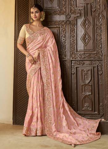 Attrective This Partywear Saree Paired With Blouse.This Saree Are Viscose Tissue And Blouse Are Banarasi Silk Based Fabric With Weaving Jari Designer With Embroidery Work. Buy This Pretty Saree Now.