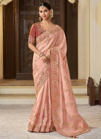 Attrective This Partywear Saree Paired With Blouse.This Saree Are Viscose Tissue And Blouse Are Viscose Tissue Based Fabric With Weaving Jari Designer With Embroidery Work. Buy This Pretty Saree Now.