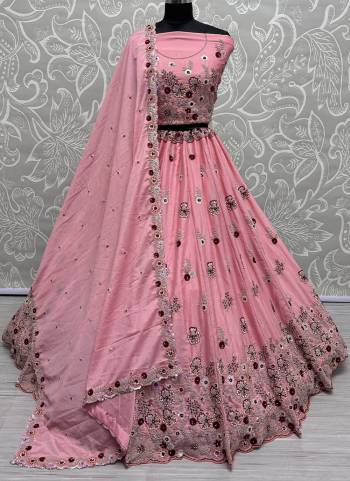 For A Fancy Designer Look,Grab These Lehenga Choli With Dupatta in Fine Colored.These Lehenga And Choli Are Silk And Dupatta Are Fabricated On Chinon Pair.Its Beautified With Designer Double Sequance,Thread Embroidery Work.