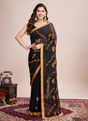 Attrective This Partywear Saree Paired With Blouse.This Saree And Blouse Are Georgette Based Fabric With Designer Thread Embroidery Work. Buy This Pretty Saree Now.