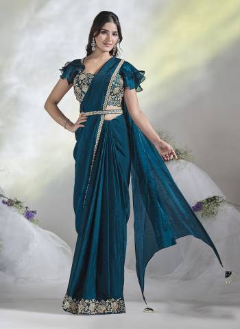 Look Attrective These Designer Party Wear Ready To Wear Saree With Blouse in Fine Colored.These Saree Are Two Tone Satin Sik And Blouse Satin Silk is Fabricated.Its Beautified Designer Embroidery Work.