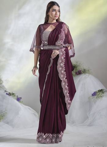 Look Attrective These Designer Party Wear Ready To Wear Saree With Blouse in Fine Colored.These Saree Are Crepe Satin Sik And Blouse  Satin Silk is Fabricated.Its Beautified Designer Embroidery Work.