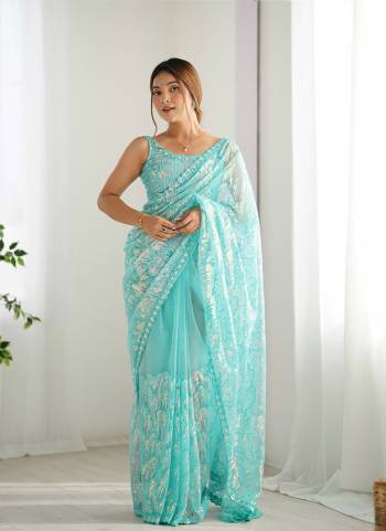 Garb These Party Wear Saree in Fine Colored.These Saree Are Mono Net And Blouse is Mono Net Fabricated.Its Beautified With Designer Heavy Sequance Embroidery Work.