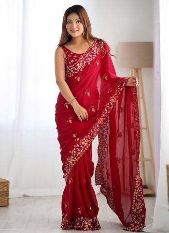 Attrective These Party Wear Saree in Fine Colored.These Saree Are Satin Chiffon And Blouse is Satin Chiffon Fabricated.Its Beautified With Designer Heavy Multy Thread,Sequance Embroidery Work.