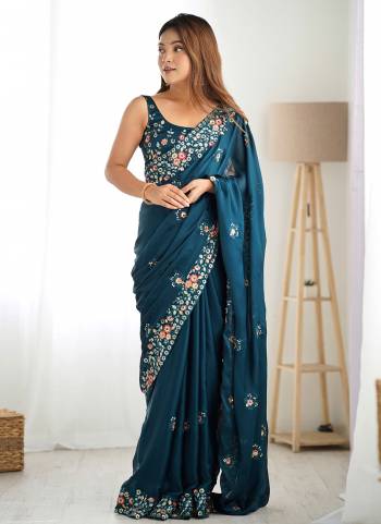 Attrective These Party Wear Saree in Fine Colored.These Saree Are Satin Chiffon And Blouse is Satin Chiffon Fabricated.Its Beautified With Designer Heavy Multy Thread,Sequance Embroidery Work.