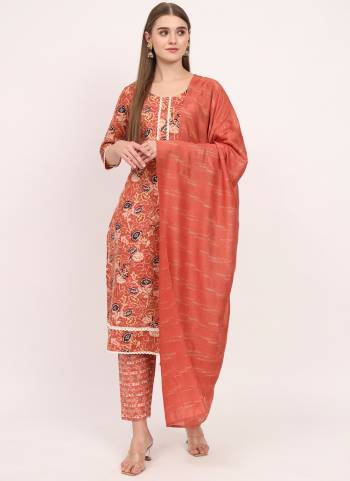 Looking These Beautiful Looking Readymade Suits.These Top And Bottom Are Magic Cotton And Dupatta Are Chanderi Fabricated.Its Beautified With Designer Printed,Embroidery Work.