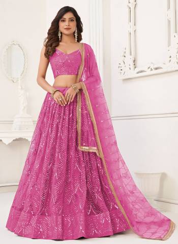 For A Different Look,Grab These Party Wear Designer Lehenga in All Over Pretty Colored Pair With Blouse And Dupatta.These Lehenga Choli And Dupatta is All Over Butterfly Net Base Fabric With Designer Thread,Sequance,Real Mirror Embroidery Work.