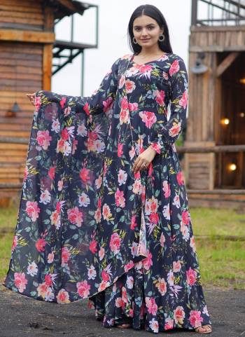 Atrective These Beautiful Looking Readymade Gown With Dupatta.These Gown Are Georgette Fabricated On Georgette Dupatta.Its Beautified With Designer Digital Printed.