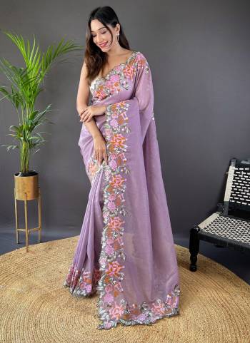 Garb These Party Wear Saree in Fine Colored.These Saree Are Glossy Silk And Blouse is Glossy Silk Fabricated.Its Beautified With Designer Cross Stich Multy Thread Embroidery Cut Work.