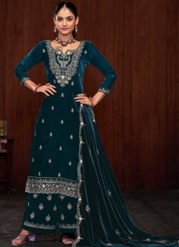 Attrective These Designer Salwar Suit in Fine Colored Pair With Bottom And Dupatta.These Top Are Velvet And Dupatta Are Fabricated On Chinon Pair With Velvet Bottom.Its Beautified With Embrodiary, sequence &  Zari Work.