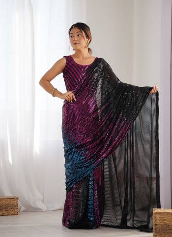 Attrective Look These Party Wear Saree in Fine Colored.These Saree Are Georgette And Blouse is Satin Banglori Fabricated.Its Beautified With Designer Sequance Embroidery Work.