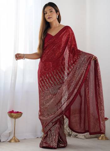 Garb These Fancy Saree in Fine Colored.These Saree Are Georgette And Blouse is Mono Banglori Fabricated.Its Beautified With Designer Sequance Embroidery Work.