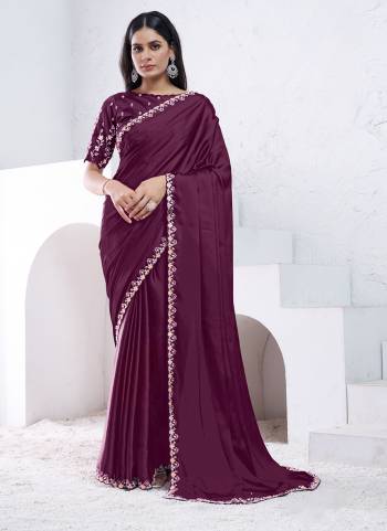 Look Attrective These Designer Party Wear Saree in Fine Colored.These Saree Are Crepe Satin Silk And Blouse Japan Poly is Fabricated.Its Beautified Desiger Hand Work.