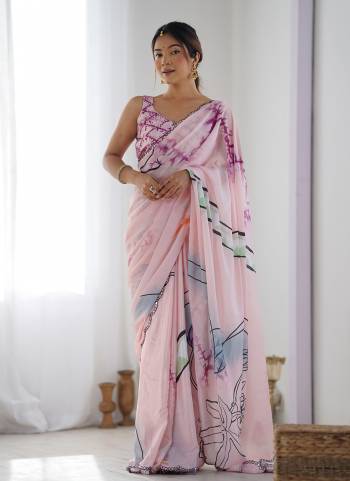 Garb These Party Wear Saree in Fine Colored.These Saree And Blouse is Chinon Fabricated.Its Beautified With Designer Digital Printed With Mirror Cut Work.