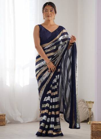 Attrective Look These Party Wear Saree in Fine Colored.These Saree Are Georgette And Blouse is Mono Banglori Fabricated.Its Beautified With Designer Heavy Sequance Embroidery Work.