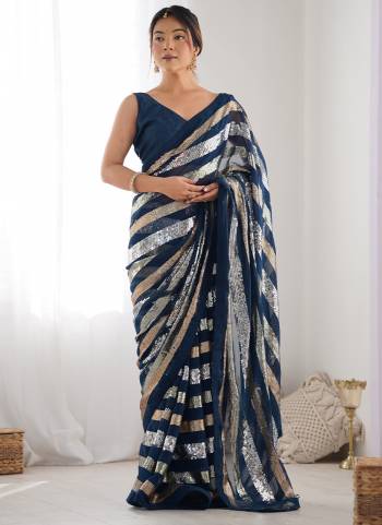 Attrective Look These Party Wear Saree in Fine Colored.These Saree Are Georgette And Blouse is Mono Banglori Fabricated.Its Beautified With Designer Heavy Sequance Embroidery Work.