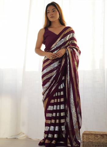 Attrective Look These Party Wear Saree in Fine Colored.These Saree Are Georgette And Blouse is Mono Banglori Fabricated.Its Beautified With Designer Heavy Sequance Embroidery Work.