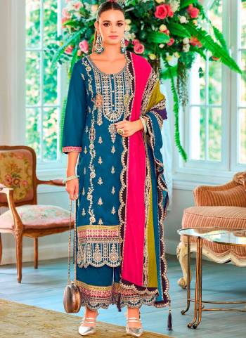 Garb These Designer Plazzo Suit in Fine Colored Pair With Bottom And Dupatta.These Top Are Chinon And Dupatta Are Fabricated On Chinon Pair With Chinon Bottom.Its Beautified With Santoon Inner.Its Beautified With Heavy Designer Embroidery Work.