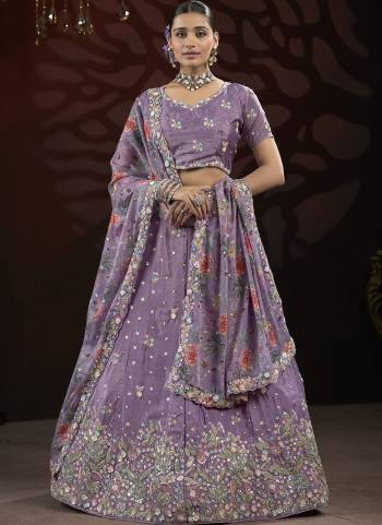 For A Fancy Designer Look,Grab These Lehenga Choli With Dupatta in Fine Colored.These Lehenga And Choli Are Chinon And Dupatta Are Fabricated On Georgette Pair.Its Beautified With Designer Sequance,Thread Embroidery Work With Flower Printed Dupatta.