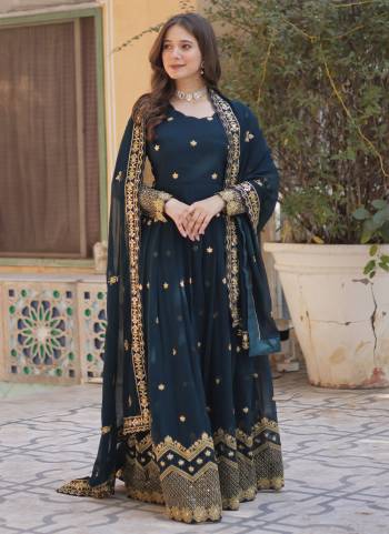 Garb These Beautiful Looking Party Wear Readymade Long Gown With Dupatta.These Gown And Dupatta is Fabricated On Faux Georgette.Its Beautified With Designer Sequance Embroidery Work.