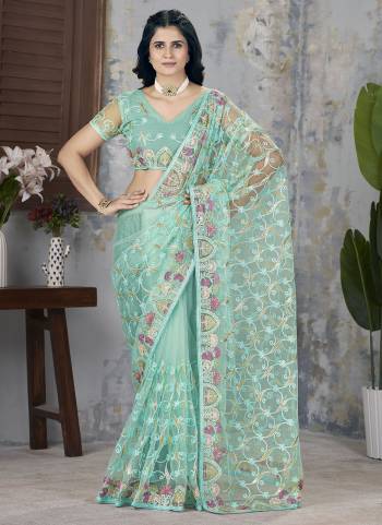 Looking These Party Wear Saree in Fine Colored.These Saree Are Butterfly Net And Blouse is Butterfly Net Fabricated.Its Beautified With Designer Foil Thread,Aari Dori Embroidery Work.