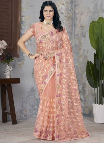 Looking These Party Wear Saree in Fine Colored.These Saree Are Butterfly Net And Blouse is Butterfly Net Fabricated.Its Beautified With Designer Foil Thread,Aari Dori Embroidery Work.