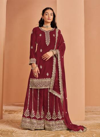 Garb These Beautiful Looking Fine Color Plazzo Suits.These Top Are Faux Georgette And Dupatta Are Faux Georgette And Bottom Faux Georgette Fabricated.Its Beautified With Designer Jari,Sequance Embroidery Work.