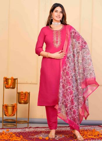 Attrective These Designer Suit in Fine Colored Pair With Bottom And Dupatta.These Top And Bottom Are Fabricated On Viscose Chanderi Pair With Jacquard Dupatta.Its Beautified With Designer Embroidery Work.