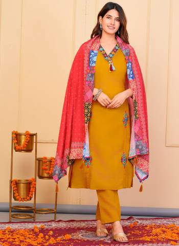 Attrective These Designer Suit in Fine Colored Pair With Bottom And Dupatta.These Top And Bottom Are Fabricated On Viscose Chanderi Pair With Chanderi Dupatta.Its Beautified With Designer Embroidery Work.