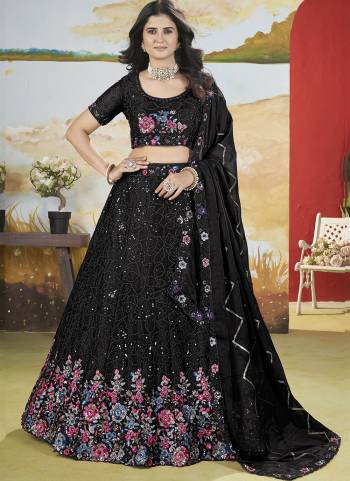 For A Fancy Designer Look,Grab These Lehenga Choli With Dupatta in Fine Colored.These Lehenga And Choli Are Chinon And Dupatta Are Fabricated On Georgette Pair.Its Beautified With Designer Sequance,Multy Thread Embroidery Work.