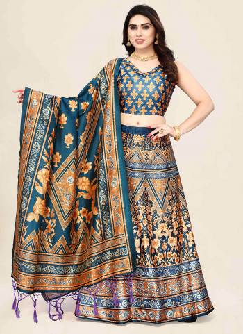 For A Fancy Designer Look,Grab These Lehenga Choli With Dupatta in Fine Colored.These Lehenga Are Satin Silk And Choli Are Silk And Dupatta Are Fabricated On Assam Silk Pair.Its Beautified With Designer Digital Printed.