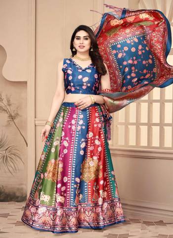 For A Fancy Designer Look,Grab These Lehenga Choli With Dupatta in Fine Colored.These Lehenga Are Satin Silk And Choli Are Silk And Dupatta Are Fabricated On Assam Silk Pair.Its Beautified With Designer Digital Printed.