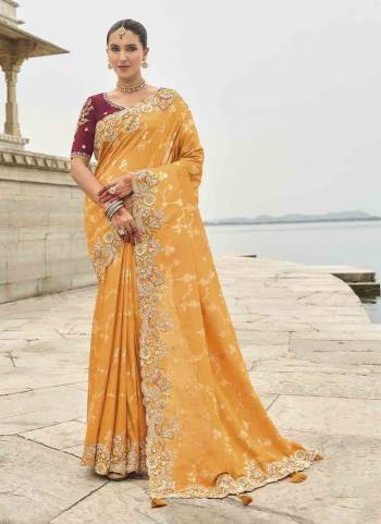 Attrective These Party Wear Saree in Fine Colored.These Saree Are Viscose Tissue Silk And Blouse is Fabricated On Raw Silk.Its Beautified With Wevon Butti Designer With Sequance Embroidery,Stone,Cut Work .