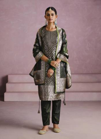 Grab These Salwar Suit in Fine Colored Pair With Bottom And Dupatta.These Top Are Satin Silk And Dupatta Are Fabricated On Satin Silk Pair With Satin Silk Bottom.Its Beautified With Wevon Jacquard Designer Work.