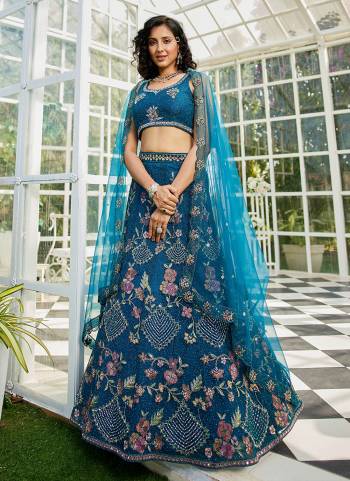 Attrective Looking This Partywear Fine Color Fancy Heavy Designer Choli And Lahenga Fabriced On Net And Dupatta Net In Fabricated Beautified With Attrective Designer Heavy Thread,Coding Embroidery Work. Buy Now.