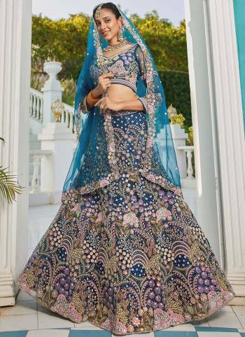 Attrective Looking This Partywear Fine Color Fancy Heavy Designer Choli And Lahenga Fabriced On Net And Dupatta Net In Fabricated Beautified With Attrective Designer Heavy Sequance,Thread,Coding Embroidery Work. Buy Now.